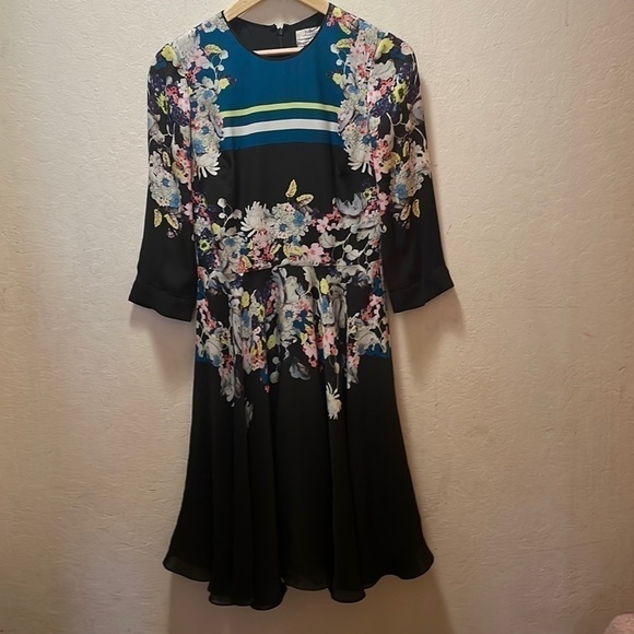 Erdem Floral Print Silk Dress Size 4 - Picture 2 of 7